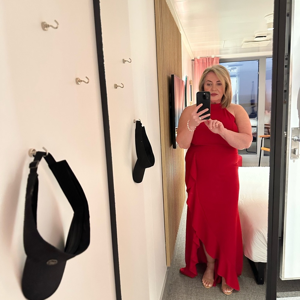 Elegant Red Halter Dress